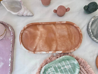 Cement Oval Jewelry Tray. Love Nene Catch All Oval Tray in terracotta marbled.