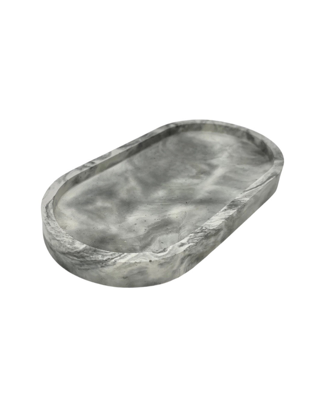 Cement Oval Jewelry Tray. Love Nene Catch All Oval Tray in gray marbled.