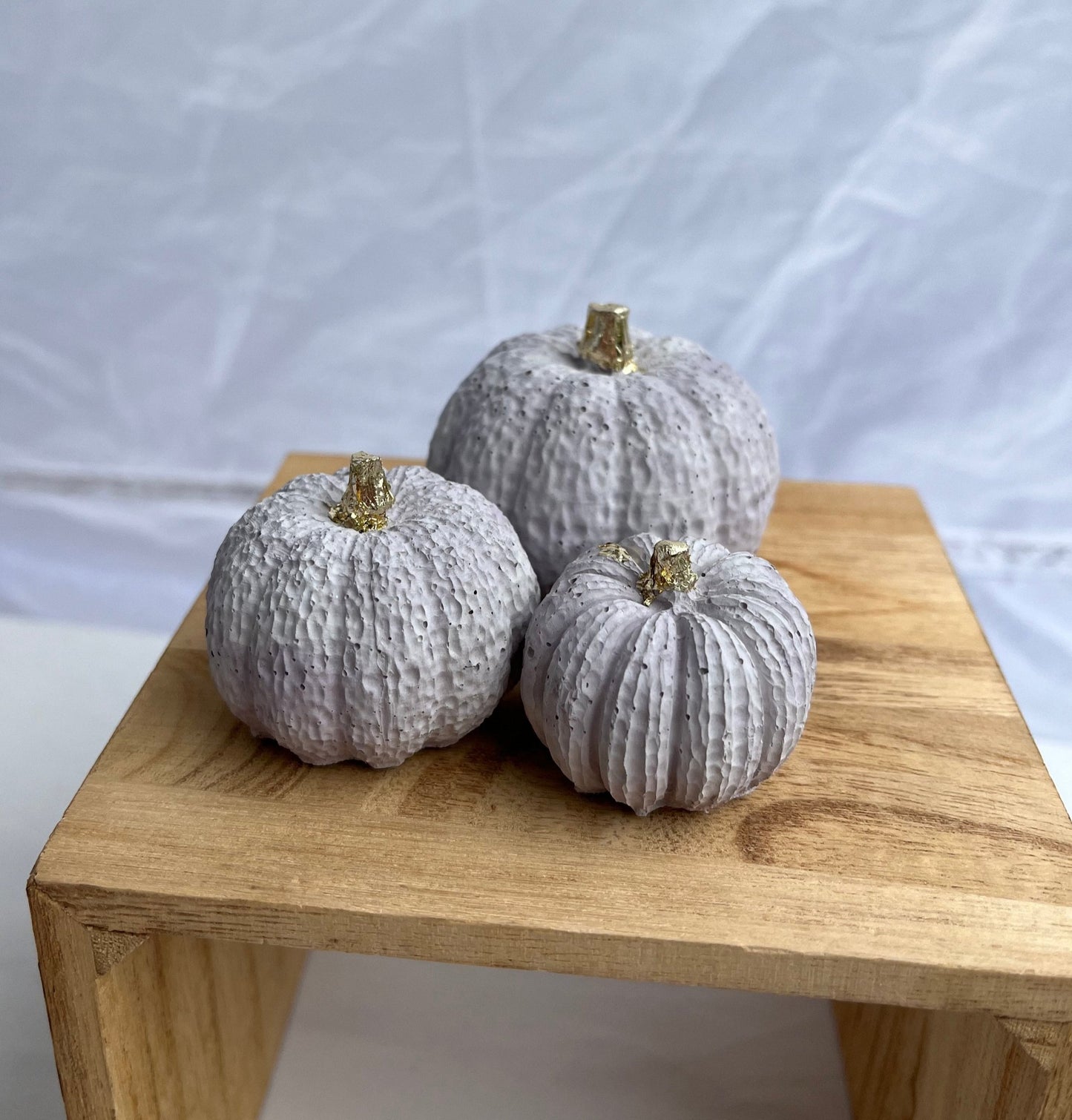 Halloween small set of concrete pumpkins in lavender