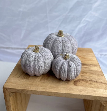Halloween small set of concrete pumpkins in lavender